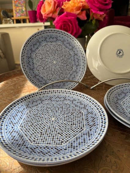 Lot de 6 assiettes 20 cm porcelaine COCEMA de Fès, Maroc