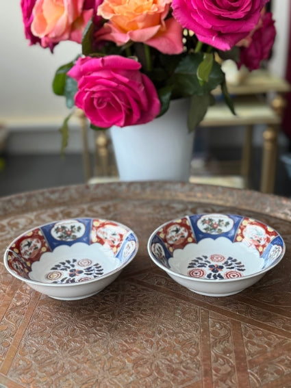 Lot de 2 coupelles en porcelaine COCEMA de Fès, Maroc, décor "Taous" (M1)