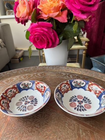 Lot de 2 coupelles en porcelaine COCEMA de Fès, Maroc, décor "Taous" (M1)