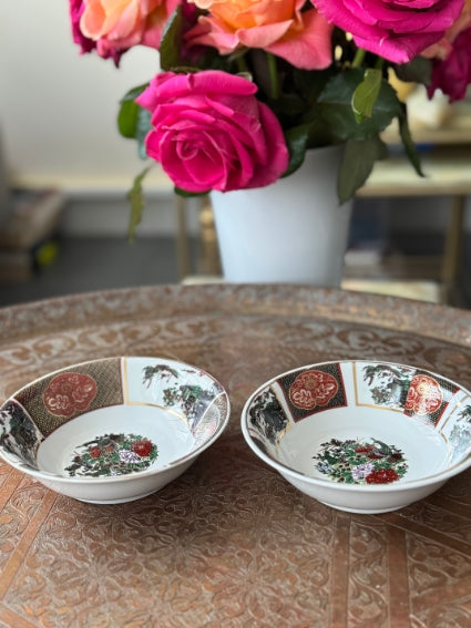 Lot de 2 coupelles en porcelaine COCEMA de Fès, Maroc, décor "Taous" (M2)