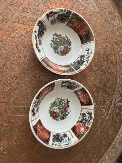 Lot de 2 coupelles en porcelaine COCEMA de Fès, Maroc, décor "Taous" (M2)