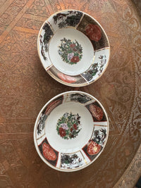 Lot de 2 coupelles en porcelaine COCEMA de Fès, Maroc, décor "Taous" (M2)