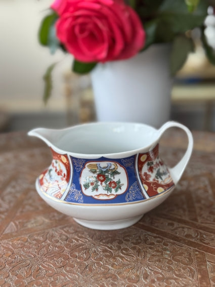 Pot à lait / saucière en porcelaine COCEMA de Fès, Maroc, décor "Taous"