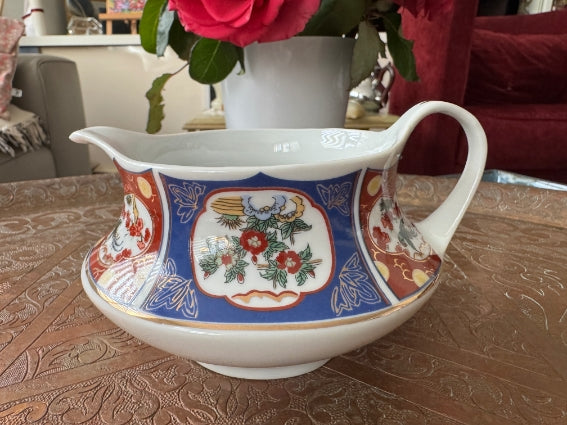 Pot à lait / saucière en porcelaine COCEMA de Fès, Maroc, décor "Taous"