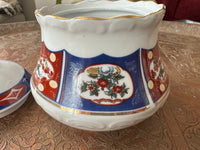 Sucrier en porcelaine COCEMA de Fès, Maroc, décor "Taous"