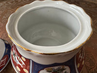 Sucrier en porcelaine COCEMA de Fès, Maroc, décor "Taous"