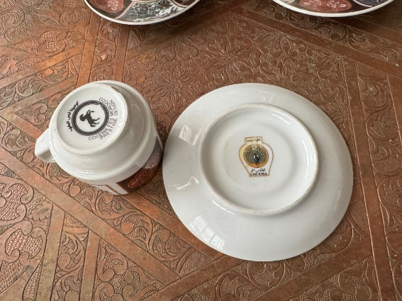 Lot de 3 tasses à espresso en porcelaine COCEMA de Fès, Maroc, décor "Taous"