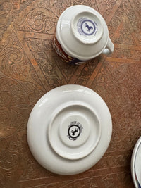 Lot de 2 tasses en porcelaine COCEMA de Fès, Maroc, décor "Taous"