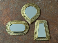Lot de 3 miroirs en laiton poinçonné, fabrication artisanale à Marrakech