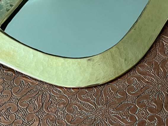 Lot de 3 miroirs en laiton martelé, fabrication artisanale à Marrakech