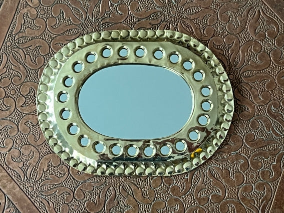 Lot de 3 miroirs en laiton perforé, fabrication artisanale à Marrakech