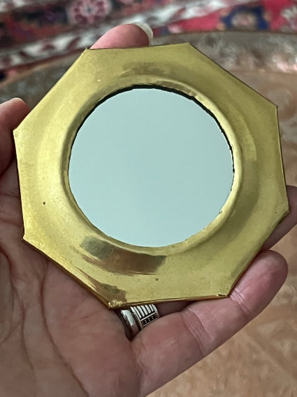 Lot de 2 petits miroirs en laiton, fabrication artisanale à Marrakech