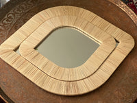Lot de 2 miroirs en forme d'oeil en raphia, fabrication artisanale au Maroc