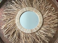 Lot de 3 miroirs soleils raphia, fabrication artisanale au Maroc