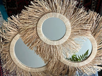 Lot de 3 miroirs soleils raphia, fabrication artisanale au Maroc