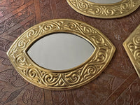 Lot de 3 miroirs en laiton gravé, fabrication artisanale à Marrakech