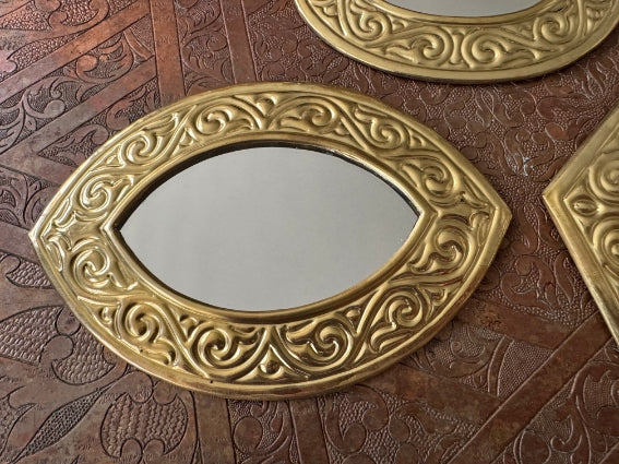 Lot de 3 miroirs en laiton gravé, fabrication artisanale à Marrakech