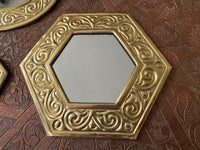 Lot de 3 miroirs en laiton gravé, fabrication artisanale à Marrakech