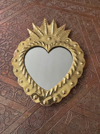 Joli miroir ex-voto en laiton, fabrication artisanale à Marrakech