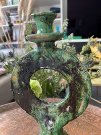 Superbe bougeoir vert de Tamegroute, fabrication artisanale au Maroc