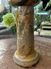 Magnifique bougeoir ocre de Tamegroute, fabrication artisanale au Maroc