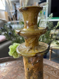 Magnifique bougeoir ocre de Tamegroute, fabrication artisanale au Maroc