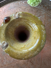 Magnifique bougeoir ocre de Tamegroute, fabrication artisanale au Maroc
