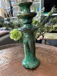 Magnifique bougeoir vert de Tamegroute, fabrication artisanale au Maroc