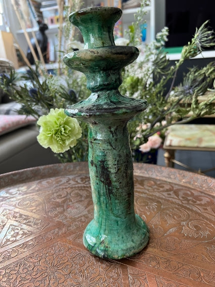 Magnifique bougeoir vert de Tamegroute, fabrication artisanale au Maroc