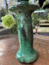 Magnifique bougeoir vert de Tamegroute, fabrication artisanale au Maroc
