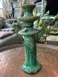 Magnifique bougeoir vert de Tamegroute, fabrication artisanale au Maroc