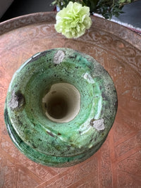 Magnifique bougeoir vert de Tamegroute, fabrication artisanale au Maroc