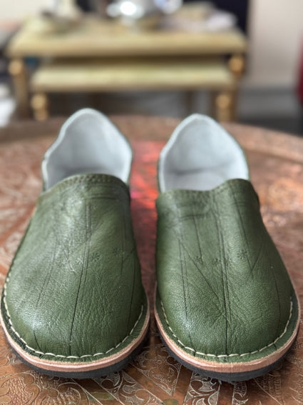 Babouches berbères pour homme en cuir, faites à la main au Maroc (Marrakech)