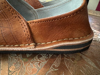 Babouches berbères pour homme en cuir, faites à la main au Maroc (Marrakech), couleur marron