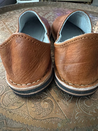 Babouches berbères pour homme en cuir, faites à la main au Maroc (Marrakech), couleur marron