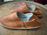 Babouches berbères pour homme en cuir, faites à la main au Maroc (Marrakech), couleur marron
