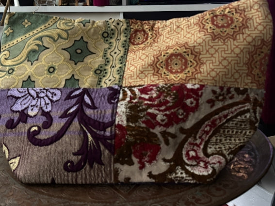 Très joli sac en patchwork de tissus, upcycling et création artisanale unique de Marrakech (Maroc), modèle A
