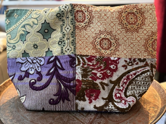 Très joli sac en patchwork de tissus, upcycling et création artisanale unique de Marrakech (Maroc), modèle A