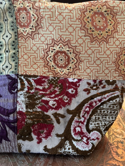 Très joli sac en patchwork de tissus, upcycling et création artisanale unique de Marrakech (Maroc), modèle A