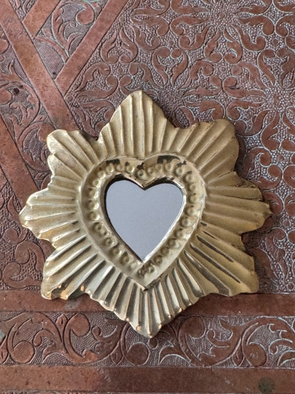 Lot de 2 miroirs ex-voto en laiton, fabrication artisanale à Marrakech (lot n3)