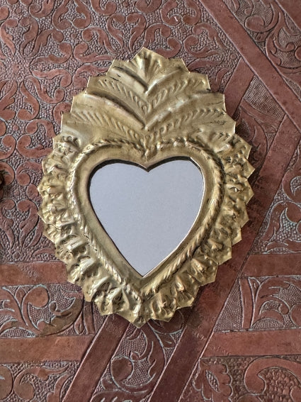 Lot de 2 miroirs ex-voto en laiton, fabrication artisanale à Marrakech (lot n3)