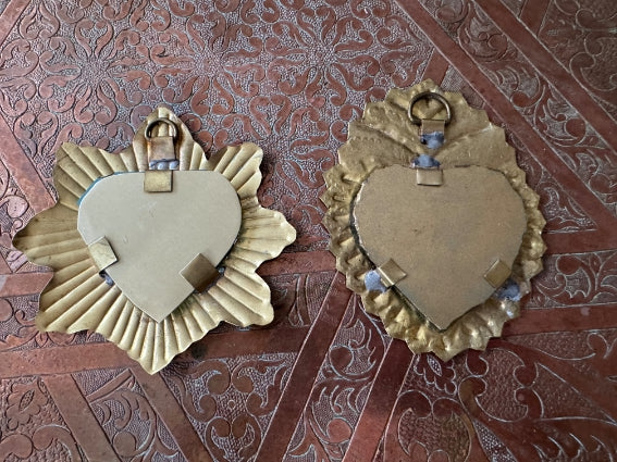 Lot de 2 miroirs ex-voto en laiton, fabrication artisanale à Marrakech (lot n3)
